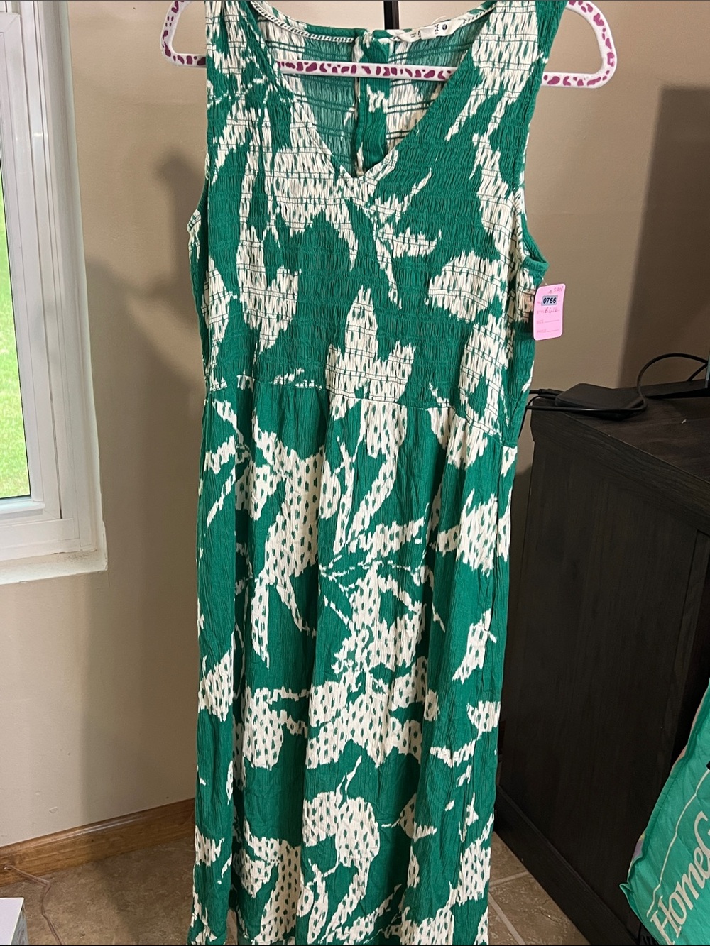 Fat Face Green & White Smocked Maxi Dress Farm Rio vibes